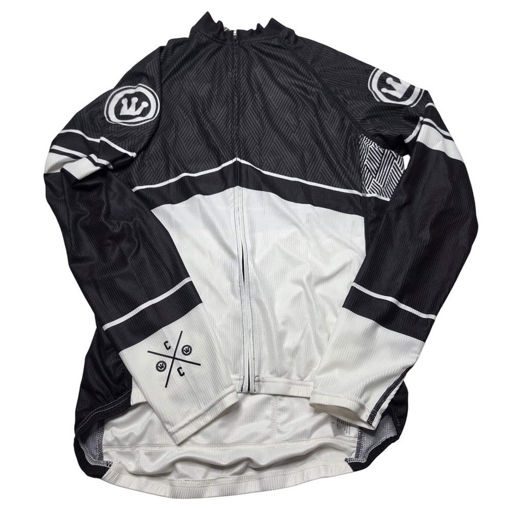Canari Mens Cycling Jersey Long Sleeve Black White Full Zip Bike Shirt Large